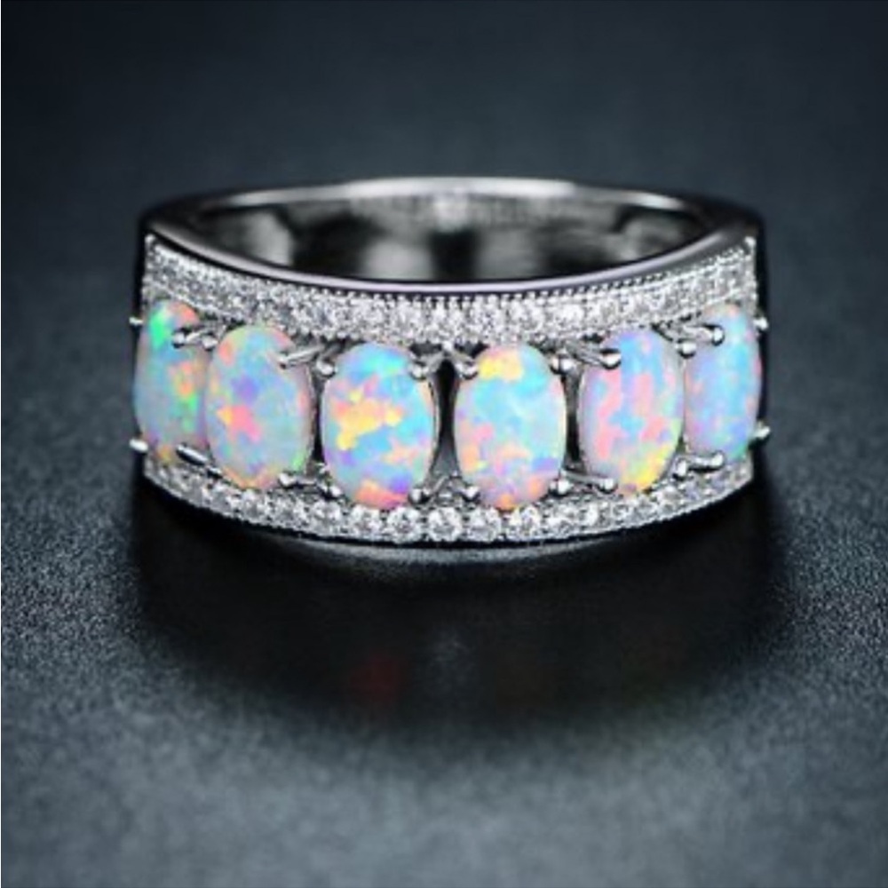 NEW• Sugared + Bronzed Ophelia Elegant Silver, Opal & Crystal Accented Ring